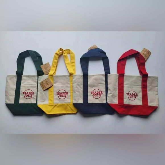 Trader Joes Handbags - Trader Joe’s Mini Canvas Tote Bag BLUE Limited Edition Trader Joe Bag Ship Now